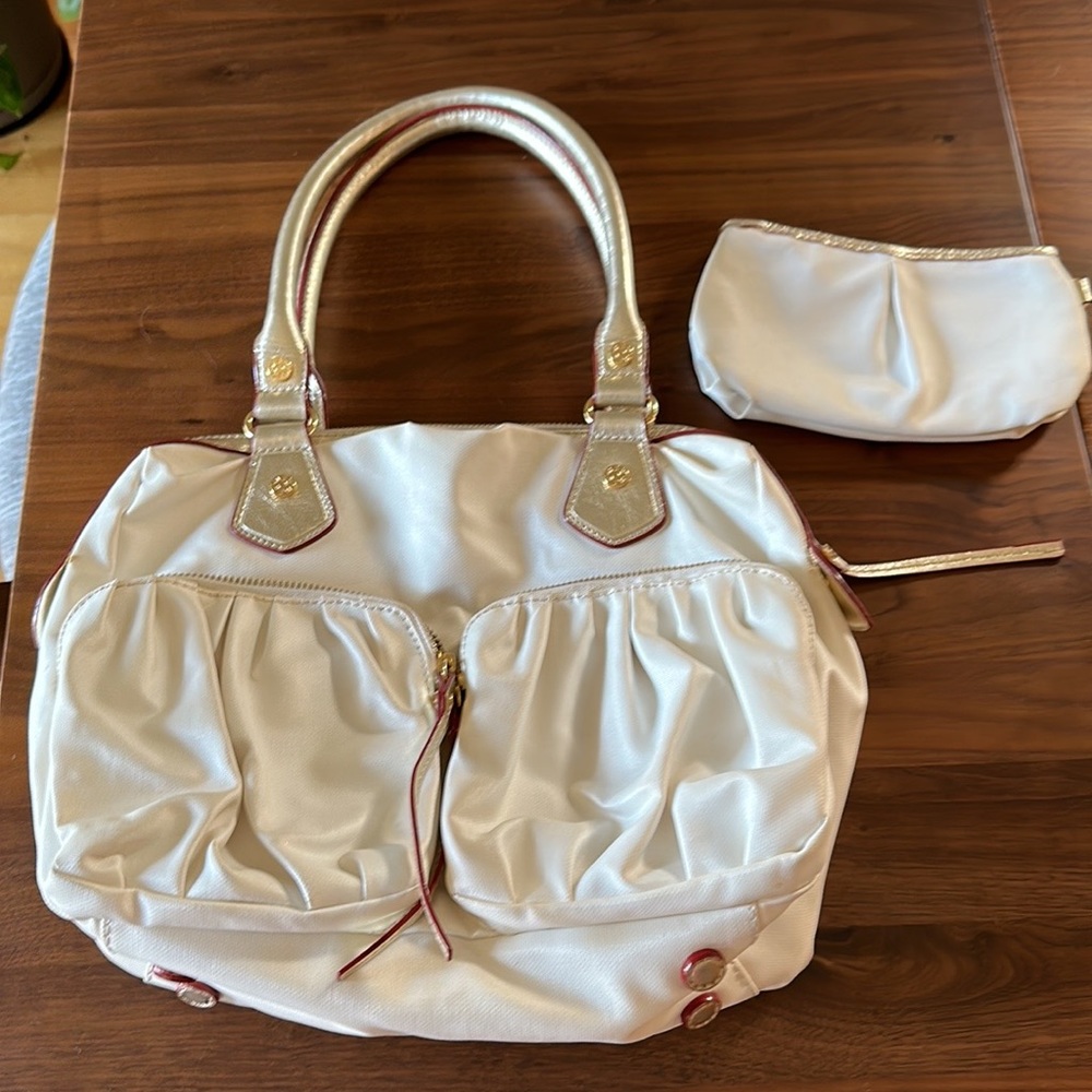 MZ Wallace Jane Shoulder Bag in Cream Canvas